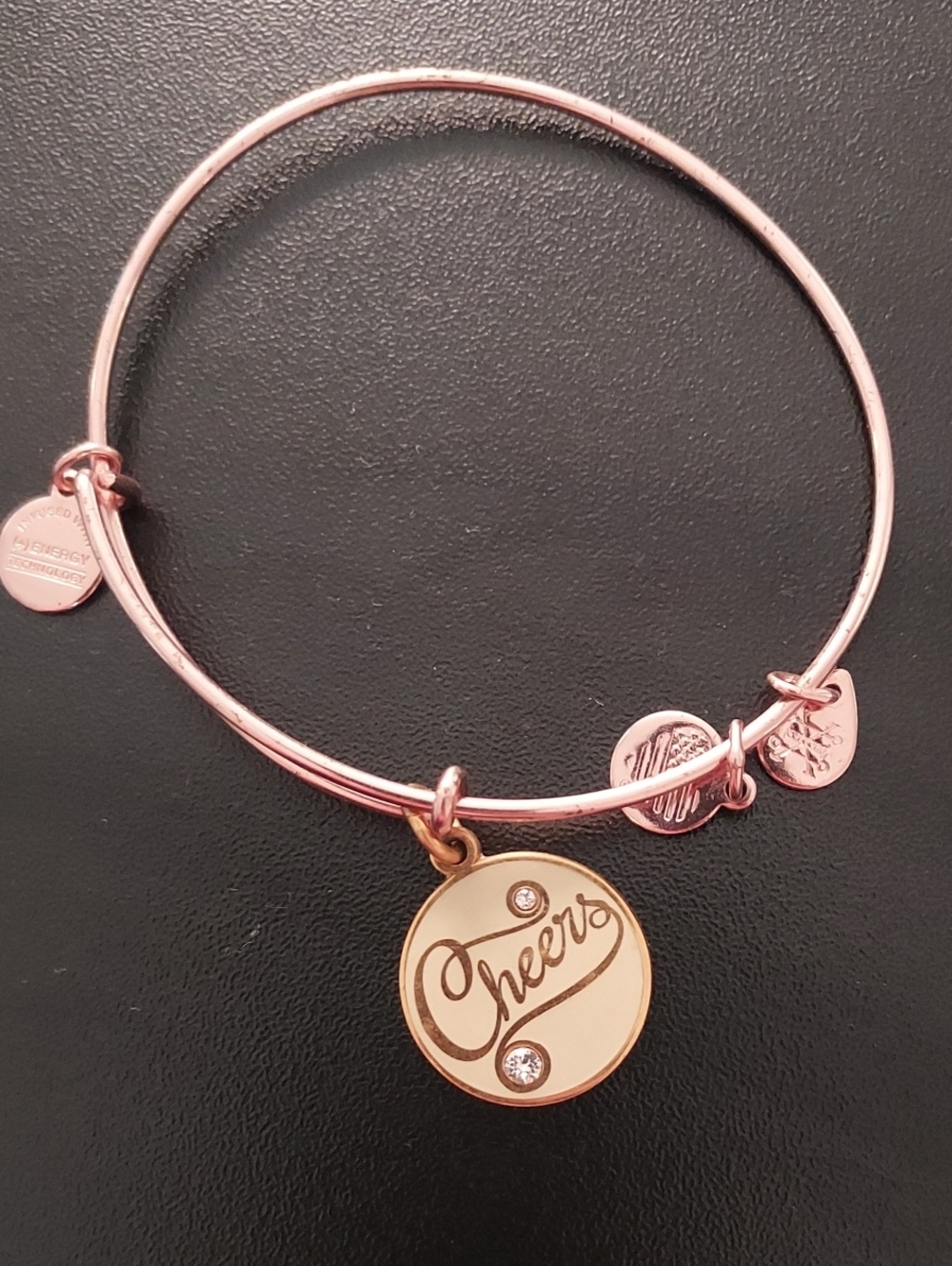Alex and Ani Rose Gold Cheers Charm Bangle Bracelet
